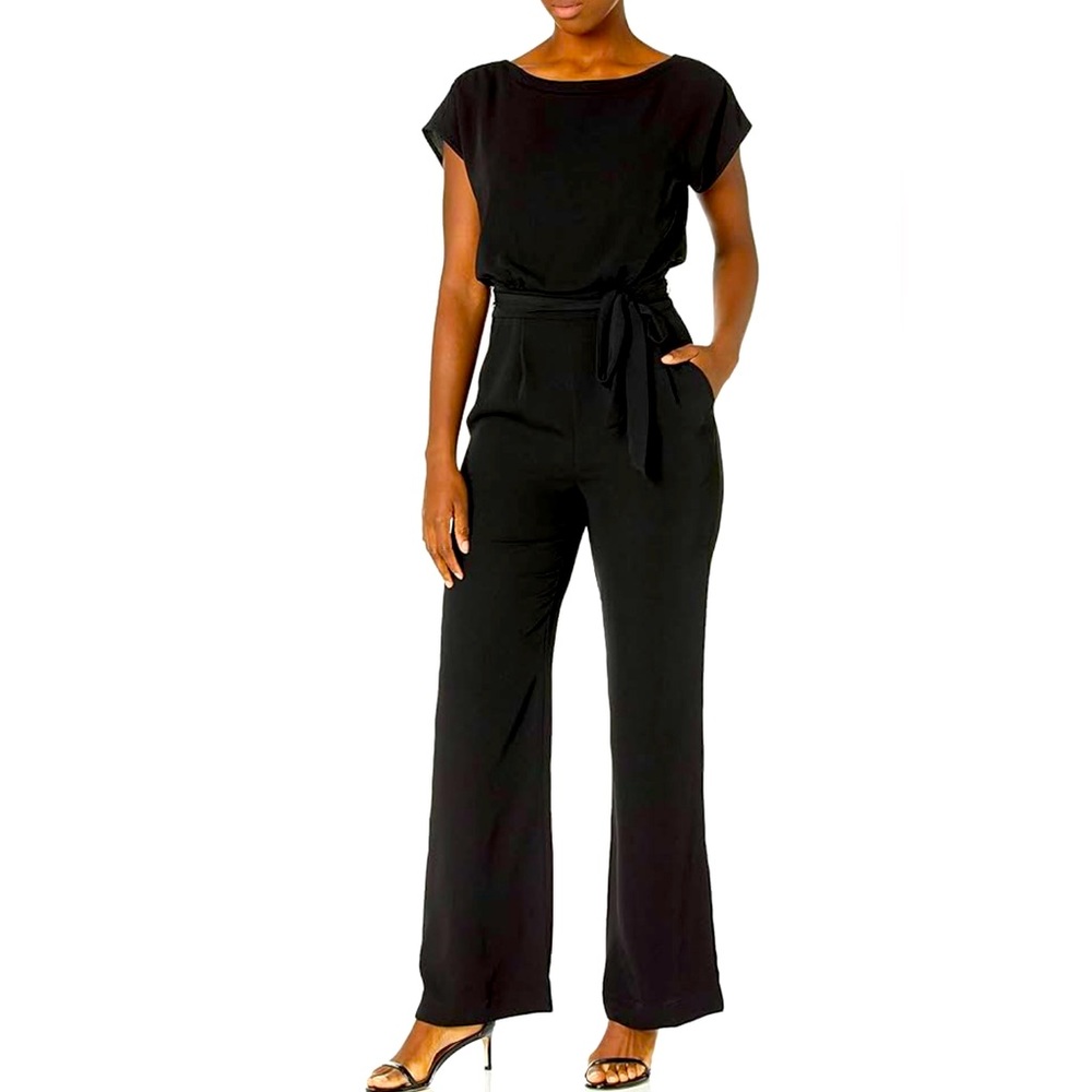 Eliza J Cap Sleeve Wide Leg Jumpsuit in Black
Size 16